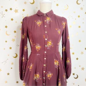 Urban Outfitters Kimchi Blue Floral Long Sleeve Button Down Dress Size 4